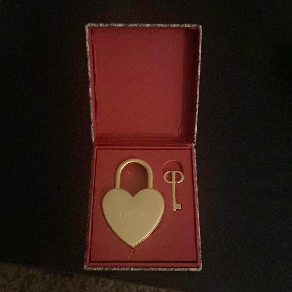 Dior Gold Heart Lock and Key Set